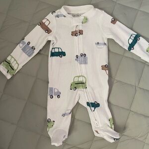 Carters Ribbed Two-Way Footie Pajama in Transportation Motif 🚙 🚲 Size Newborn